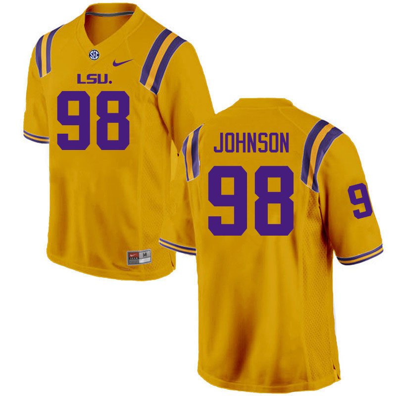 Men #98 De'Myrion Johnson LSU Tigers College Football Jerseys Stitched-Gold